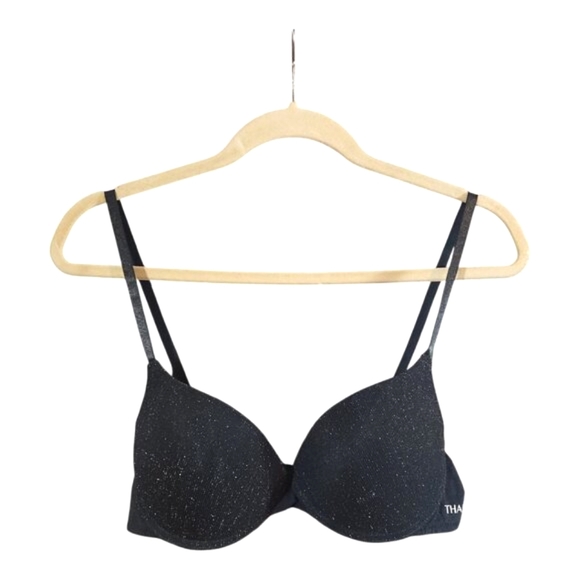 Thalia Sodi Sparkly Padded Underwire Push-up Bra in Black & Gold Size 36C - Picture 1 of 5